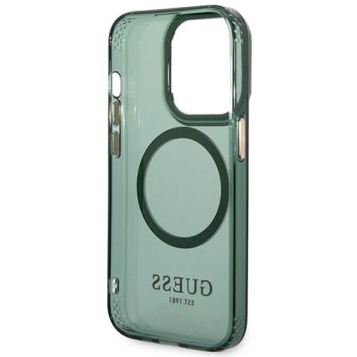 7. Guess GUHMP14LHTCMA iPhone 14 Pro 6.1" green/khaki hard case Gold Outline Translucent MagSafe
