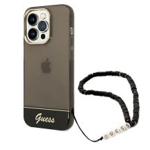 Guess Translucent Pearl Strap Case for iPhone 14 Pro - Black