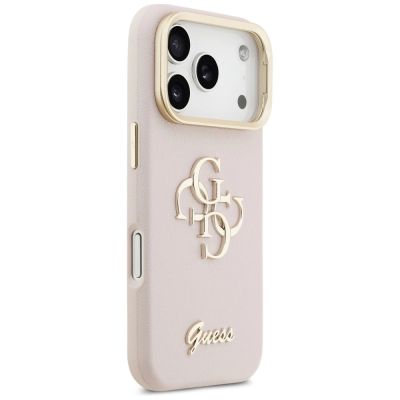 4. Guess Grained Big 4G & Stand Camera Case for iPhone 17 Pro - Pink