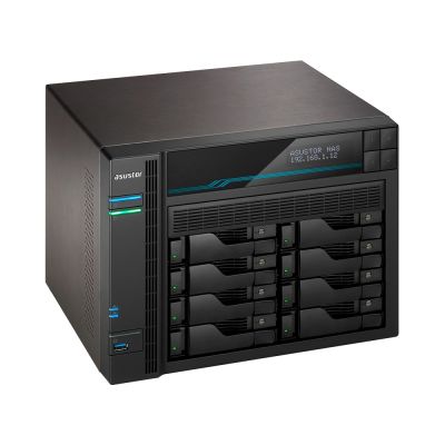11. AS6510T NAS; LOCKERSTOR 10, 10x (3.5" SATA HDD/ 2.5" SSD), Intel ATOM C3538, 8GB DDR4 SODIMM (max. 64GB), 2x 10GbE, 2x 5GbE, 2x M.2 2280 NVMe PCIe 3.0, 2x USB 3.2