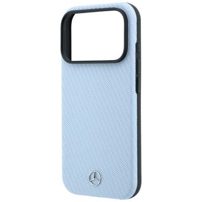 6. Mercedes Leather Semi Wrap Wood Effect MagSafe Case for iPhone 17 Pro Max / 18 Pro Max - Blue