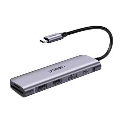 9. Ugreen CM195 ​​6in1 adapter USB-C - HDMI / 2x USB-A 3.0 / USB-C PD / SD / TF reader - gray