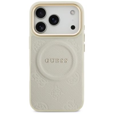 3. Guess Peony Hot Stamp MagSafe Case for iPhone 17 Pro - Beige