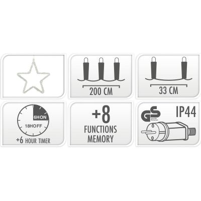 17. CHRISTMAS TREE LIGHTS LIGHT CURTAIN 200x200 CM 415LED STARS MULTICOLOR