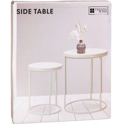 4. COFFEE TABLE WITH 3 LEGS, WOODEN TABLETOP, SET OF 2
