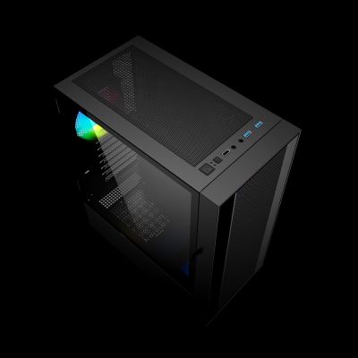 5. GEMBIRD FORNAX 4000 MIDI-TOWER CASE (2X USB 3.0, 1X USB 2.0, HD AUDIO, GLASS SIDE PANEL, ARGB BACKLIGHT) BLACK
