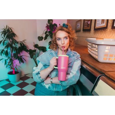 10. Kambukka Rio Tumbler 950ml Thermal Mug with Straw, Bubblegum Mint