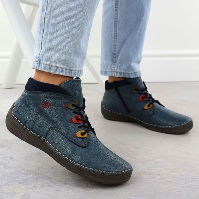 6. Comfortable insulated blue women's ankle boots Rieker 52544-14