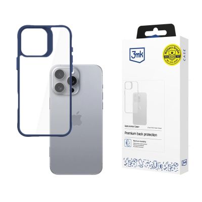 3mk Satin Armor Case+ Blue for Apple iPhone 16 Pro Max - transparent