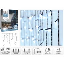 CHRISTMAS TREE LIGHTS OUTDOOR LIGHT CURTAIN 180 LED CONTROLLER TIMER COLD WHITE GREEN CABLE