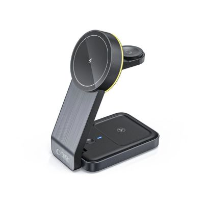 2. Tech-Protect QI15W-A28 MagSafe 3in1 Inductive Charger with Smartphone / Apple Watch / AirPods Stand - Black
