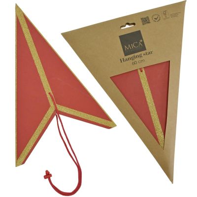 11. DECORATIVE HANGING PAPER STAR FSC 18x60CM RED 7 ARMS MICA
