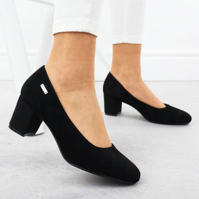 3. Black suede pumps with a block heel Sergio Leone PB178