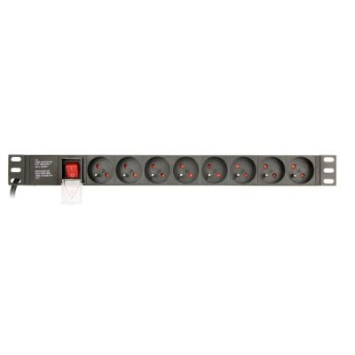 2. GEMBIRD 19" Rack Power Strip PDU EG-PDU-014-FC14, 1U, 16 A, 8 French Sockets, C14 Plug, 3 m Cable