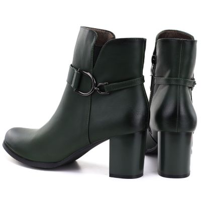 5. Women's insulated ankle boots with a heel, green M.Daszyński SA125-32