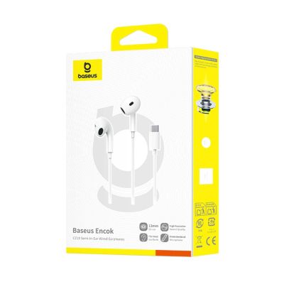 10. Baseus Encok CZ19 USB-C Wired In-Ear Headphones - White