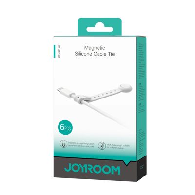 4. Joyroom JR-ZS422 Cable Organizer Silicone Headband with Magnet, Set of 6 - White