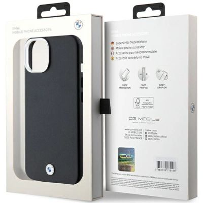 8. BMW Signature Wrapped Metal MagSafe case for iPhone 15 Plus / 14 Plus - black