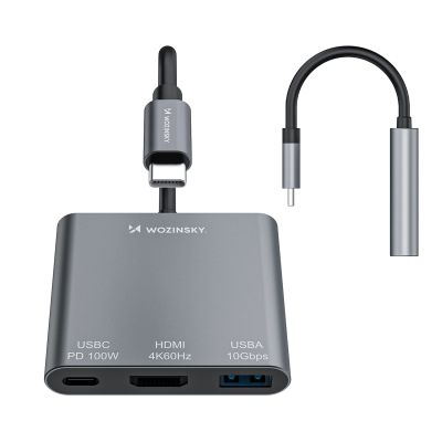 4. Hub Wozinsky WHCH-01 USB-C PD 100W HDMI 4K@30Hz USB-A 10Gbps - gray