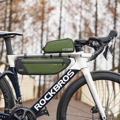 6. Rockbros 30120045001 ROAD TO SKY bicycle bag for the top frame tube, waterproof, 0.7L - green