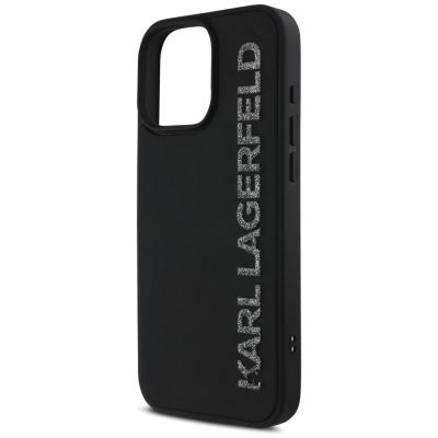 6. Karl Lagerfeld HC 3D Rubber Elongated Glitter iPhone 16 Pro Case - Black