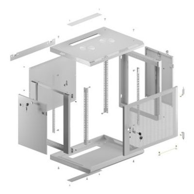 8. Lanberg 19" 9U 600X450 gray wall-mounted rack cabinet with perforated doors (flat pack)