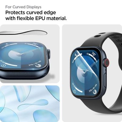 9. Spigen Elite Shield ”EZ FIT” Hybrid Glass 2-PACK for Apple Watch 10 (46MM) - Clear