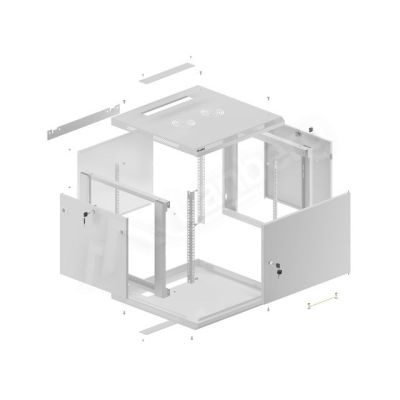 8. LANBERG WALL-HUNG RACK CABINET 19" 9U 600X600 METAL DOOR GRAY (FLAT PACK) WF01-6609-00S