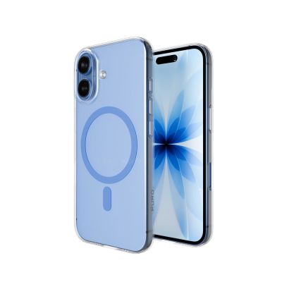 4. Puro Lite Mag TPU+PC Case Compatible with MagSafe for iPhone 17 - Transparent with Blue Ring