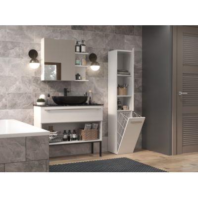 4. Bathroom cabinet NEL IV 31x30xH174 glossy white
