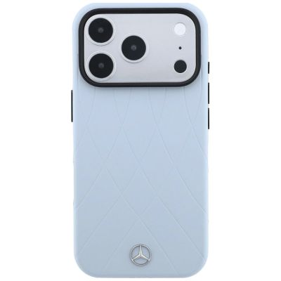 3. Mercedes Leather with Crossed Lines Anthracite MagSafe Case for iPhone 18 Pro / 17 Pro – Blue