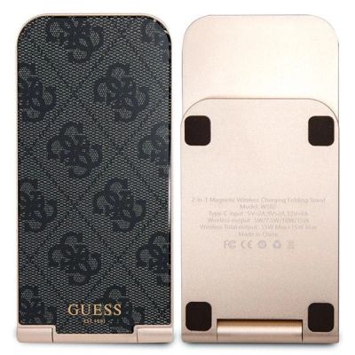 4. Guess 4G Pattern MagSafe foldable 2in1 15W inductive charger - black