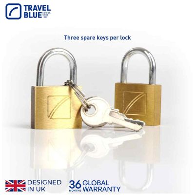 3. TRAVEL BLUE LUGGAGE PADLOCK WITH KEY, SET OF 2