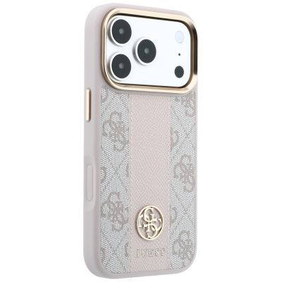 4. Guess 4G with Stripe Round and Classic Logos MagSafe Case for iPhone 17 Pro Max / 18 Pro Max - Pink