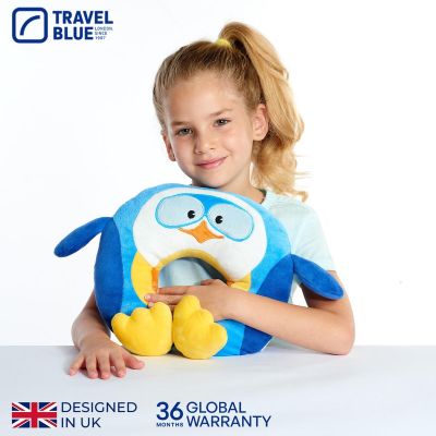 6. TRAVEL BLUE PUFFY KIDS’ TRAVEL PILLOW PENGUIN