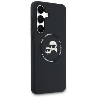 4. Karl Lagerfeld Silicone Karl & Choupette Heads MagSafe Case for Samsung Galaxy S25 FE - Black