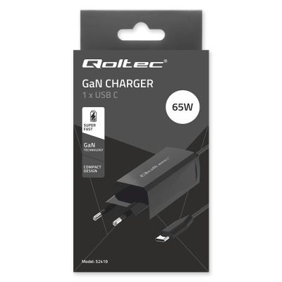 10. QOLTEC 65W GAN AC CHARGER | 5-20V | 3-3.25A | USB 3.1