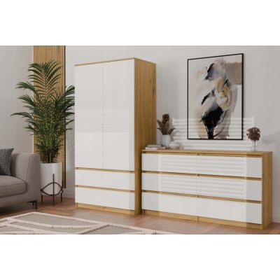 9. M6 MALWA CHEST OF DRAWERS 140 CM 6 DRAWERS ART/WHITE SET