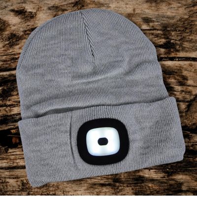 4. GREY HAT WITH 4-LED HEADLAMP 120 LM 3 LIGHT MODES FOR OUTDOOR ACTIVITIES