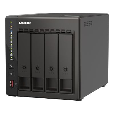 7. Qnap TS-453E-8G, Tower, 4 x 2.5"/3.5" SATA, Intel Celeron J6412 4C/4T, 8 GB DDR4 onboard not expandable, 2 x 2.5GbE, External adapter (PSU)
