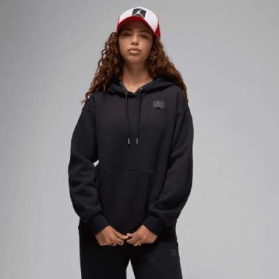 Women's Air Jordan Flight Fleece Satin-Lined Pullover Hoodie Black - FV7050-010