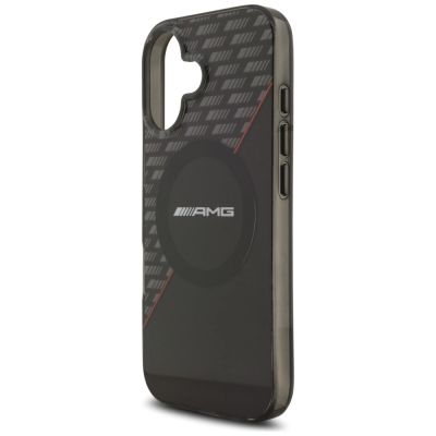 6. AMG Double Layer Transparent Rhombs MagSafe Case for iPhone 17 - Black and Red