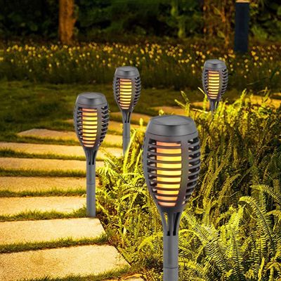 5. TORCH SOLAR LAMP DANCING FLAMES 12 LED SMD 7.5x7.5x46.5CM GRAY - 12pcs