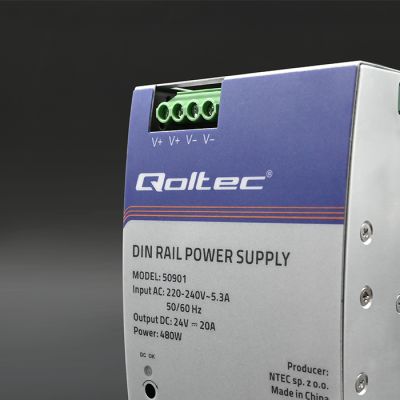 6. QOLTEC INDUSTRIAL DIN RAIL POWER SUPPLY | 480W | 24V | 20A