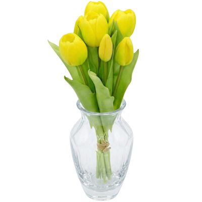 19. BOUQUET OF 7 YELLOW TULIPS 31 CM LIFE-LIKE SPRING DECORATION