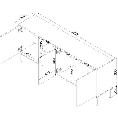 7. INSERTO 3D1W chest of drawers 190x40x80 black + LED