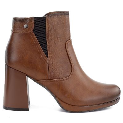 2. Women's ankle boots with a block heel and platform, insulated, brown, M.Daszyński AF125B-1