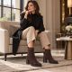 7. Women’s Chocolate Brown Heeled Platform Ankle Boots Potocki SZ12844