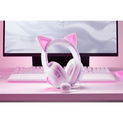 5. Razer Kraken Kitty V2 Wired Over-Ear Headset with Microphone and Noise Cancelling White