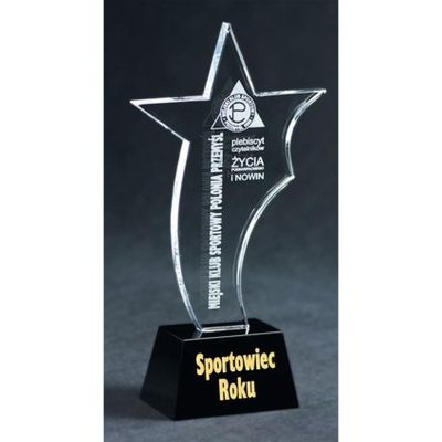 Engraved glass trophy + paint filling